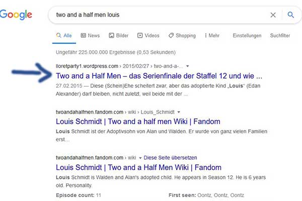 Lloretparty Google Top Platzierung Two and a half men Louis